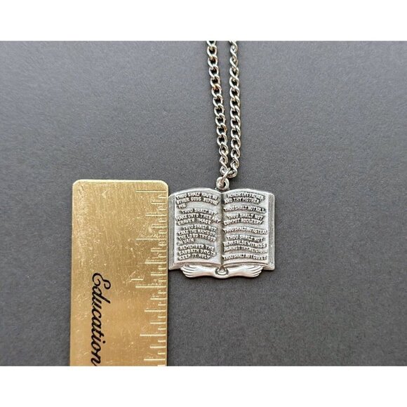 MiriamHaskell Patent 3427691 Cross & Silver Tone Commandment Charm Necklaces Set - Picture 6 of 10